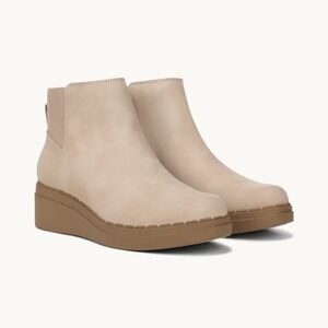 LifeStride Dubliner Dark Taupe Faux Leather Wedge Ankle Bootie Size 5 M
